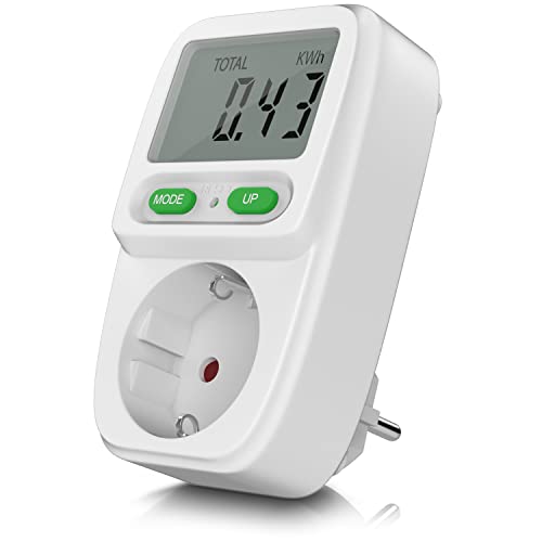 CSL - Stromzähler Steckdose - Energiekostenmessgerät Stromkostenmessgerät - Standby Verbrauchsmessung ab 0,2W - effektive Kostenüberwachung - 3680W - integrierter erhöhter Berührungsschutz von CSL-Computer