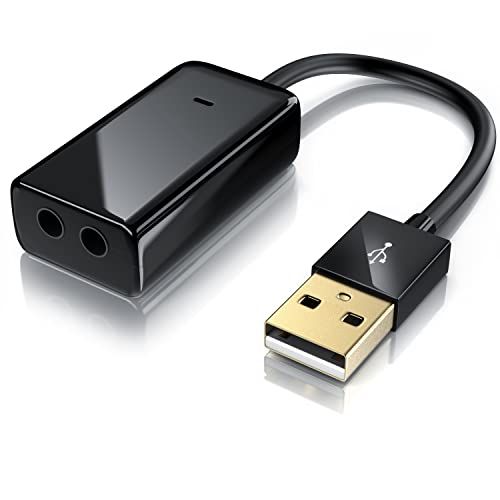 CSL - Externe USB Soundkarte Klinke USB Adapter, 3D Stereo, USB auf Audio Adapter, External Sound Card, kompatibel mit Windows, Linux und Mac, Schwarz CSL - Externe USB Soundkarte Klinke USB Adapter, 3D Stereo, USB auf Audio Adapter, External Sound Card, kompatibel mit Windows, Linux und Mac, Schwarz von CSL-Computer