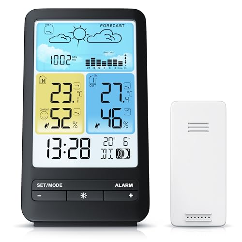 CSL - Funk Wetterstation Außensensor - Farbdisplay - Funkuhr - DCF Signal - DST - Innen und Außentemperatur - Temperaturwarnung Alarm Frostalarm - Luftdruck - Barometer - Temperaturtrend CSL - Funk Wetterstation Außensensor - Farbdisplay - Funkuhr - DCF Signal - DST - Innen und Außentemperatur - Temperaturwarnung Alarm Frostalarm - Luftdruck - Barometer - Temperaturtrend von CSL-Computer