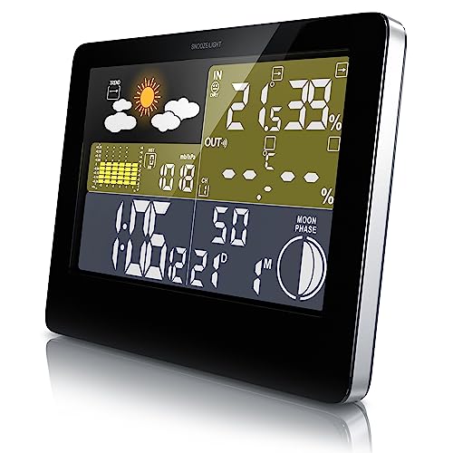 CSL Funk Wetterstation mit Farbdisplay inkl. Außensensor, DCF Empfangssignal Funkuhr, Innen und Außentemperatur Wettervorhersage-Piktogramm UVM. LCD-Display von CSL-Computer