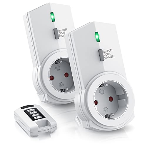 CSL - Funksteckdosen dimmbar - 2er Set mit Fernbedienung - Innenbereich Indoor - 1 Fernbedienung - LED Statusanzeige - integrierter Berührungsschutz - nur für Lampen mit Glühbirnen CSL - Funksteckdosen dimmbar - 2er Set mit Fernbedienung - Innenbereich Indoor - 1 Fernbedienung - LED Statusanzeige - integrierter Berührungsschutz - nur für Lampen mit Glühbirnen von CSL-Computer