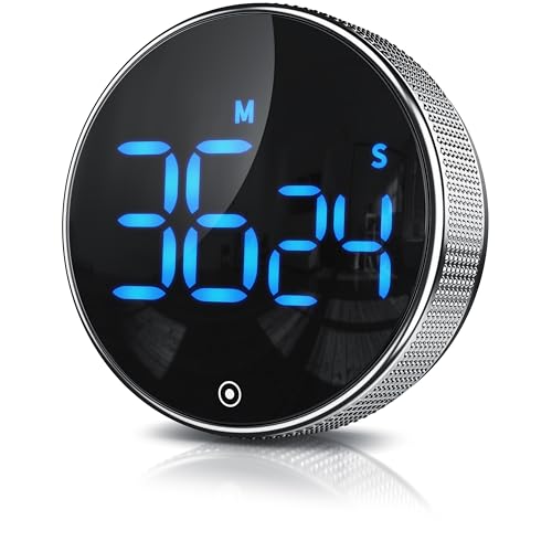 CSL - Küchentimer Eieruhr digital magnetisch – großes LED Display – Kurzzeitimer – Countdown und Countup – Küchenuhr mit Restzeitanzeige – Alarmton einstellbar 70/85 db(A) – Silber von CSL-Computer
