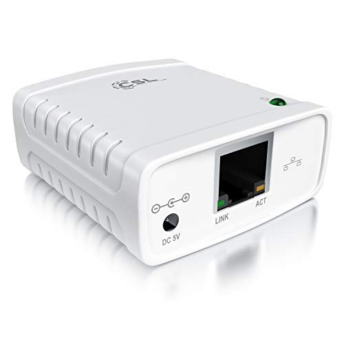 CSL - LAN Printserver Druckerserver - Fast Ethernet - USB2.0 High Speed - LRP Print Server für Windows – Netzwerk USB zu RJ45 - DHCP fähig, TCP/IP – inkl. Netzteil und Ethernetkabel – Neues Modell CSL - LAN Printserver Druckerserver - Fast Ethernet - USB2.0 High Speed - LRP Print Server für Windows – Netzwerk USB zu RJ45 - DHCP fähig, TCP/IP – inkl. Netzteil und Ethernetkabel – Neues Modell von CSL-Computer