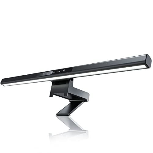 CSL - LED Monitorlampe dimmbar mit 3 Lichtfarben - Monitorlicht – Light – blendfrei - Monitor Lampe – stufenlos dimmbar – Sensortouch – Lichtfarben warm neutral kalt– 35° schwenkbar von CSL-Computer