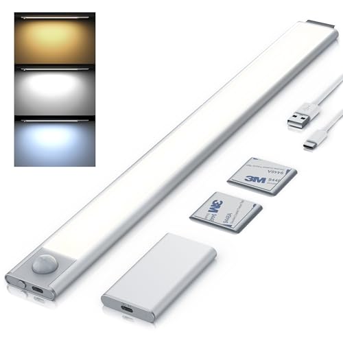 CSL - LED Akku Schrankbeleuchtung mit Bewegungsmelder dimmbar 72 LEDs - Akku abnehmbar - 3 Farbtemperaturen - Unterbau Lampe digital – Unterbauleuchte mit Timer – Infrarotsensor Bewegungssensor von CSL-Computer