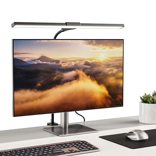 CSL - Monitor Lampe dimmbar - USB LED Tischlampe Screenbar Lichtleiste Schreibtischlampe – stufenlos dimmbare Helligkeit – 3 Farbtemperaturen kalt warm neutral – Tisch-Halteklammer – schwenkbarer Hals von CSL-Computer