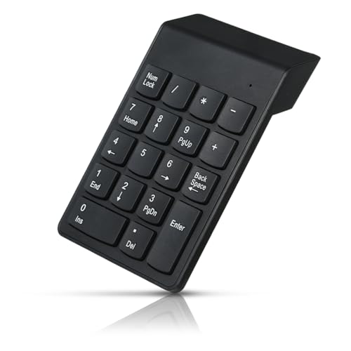 CSL - Numpad kabellos - 2,4 Ghz Funk - Ziffernblock Wireless - Keypad mit 18 Tasten - 10 Multifunktionstasten Multimedia-Keys - Tastatur mit Energiesparmodus - für Laptop Desktop PC und Notebook von CSL-Computer