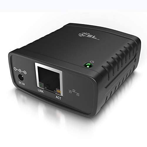 CSL - LAN Printserver Druckerserver - Fast Ethernet - USB2.0 High Speed - LRP Print Server für Windows – Netzwerk USB zu RJ45 - DHCP fähig, TCP/IP – inkl. Netzteil und Ethernetkabel – Neues Modell CSL - LAN Printserver Druckerserver - Fast Ethernet - USB2.0 High Speed - LRP Print Server für Windows – Netzwerk USB zu RJ45 - DHCP fähig, TCP/IP – inkl. Netzteil und Ethernetkabel – Neues Modell von CSL-Computer