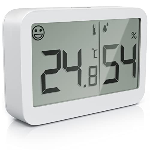 CSL - Thermometer Hygrometer digital Innen - Temperatur und Luftfeuchtigkeit – Komfortsymbole – gut ablesbar – LCD-Anzeige –- inkl. Batterie sowie Magnet und Klebestreifen –weiß von CSL-Computer
