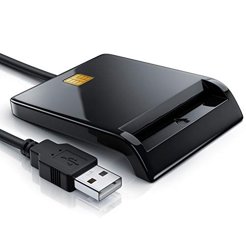 CSL - USB Chipkartenleser SmartCard Reader - Plug and Play - Power Status-LED - USB Bus-Powered - HBCI Fähig - Windows 10 11 kompatibel - schwarz - KEIN PERSONALAUSWEIS von CSL-Computer