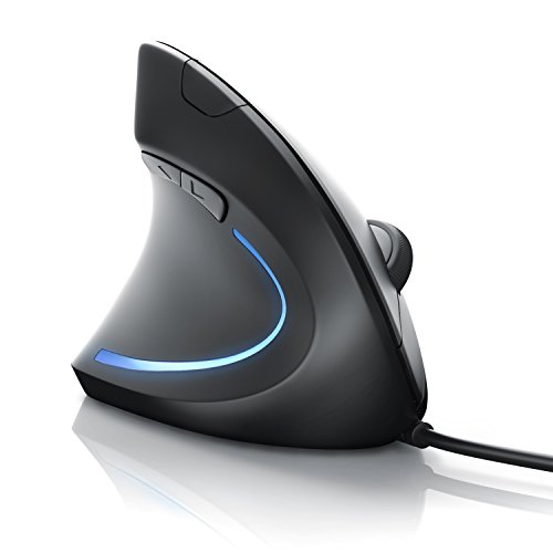 CSL - Vertikal Maus für Linkshänder - kabelgebundene optische vertikale Ausführung - ergonomisches Design - Vorbeugung gegen Mausarm - gelenkschonend für Hand und Unterarm von CSL-Computer