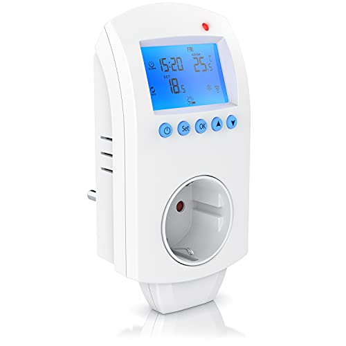 CSL - WLAN Thermostat Steckdose Digital mit Timer - WiFi Steckdosenthermostat Infrarotheizung - Tag Nacht Temperaturregler - Memory-Funktion - kompatibel mit Amazon Alexa, Google Home von CSL-Computer