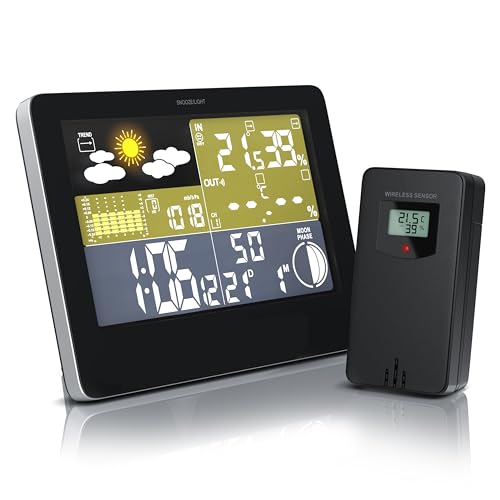 CSL - Wetterstation mit Farbdisplay inkl. Außensensor Funk - DCF Empfangssignal Funkuhr - Innen und Außentemperatur Wettervorhersage Piktogramm UVM - LCD-Display von CSL-Computer