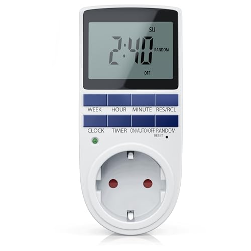 CSL - Zeitschaltuhr digital - LCD Display 5,3 cm - 3680W - 10 konfigurierbaren Programmen - Back-Up Reserve-Akku - Zufallsschaltung - integrierter Berührungsschutz von CSL-Computer