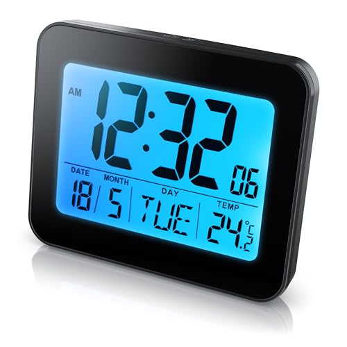CSL – digitaler Wecker mit Licht – Temperatur – Datum – Uhrzeit – Schlummerfunktion/Snooze – Hintergrundbeleuchtung – kompakt für zuhause und unterwegs von CSL-Computer