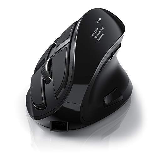 CSL - optische vertikale Maus kabellos - Wireless Mouse – Funkmaus mit OLED Display - 2,4 Ghz - gegen Mausarm - mit Kailh Switche - Vertikalmaus ergonomisches Design - programmierbare Tasten von CSL-Computer