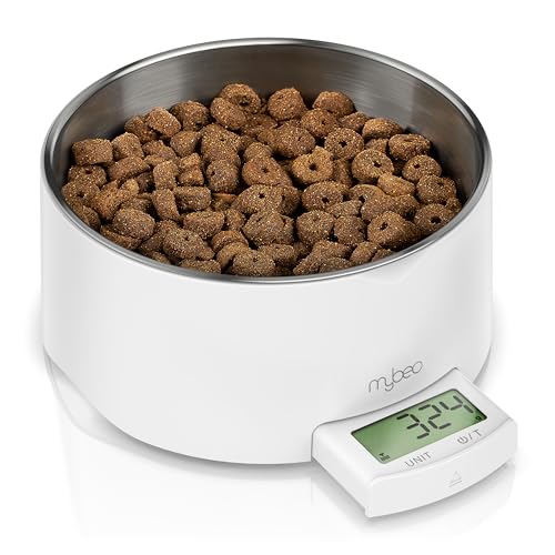 Futternapf und Trinknapf Edelstahl mit integrierter Waage - Hundenapf - bis 5 kg - herausnehmbarer Napf 1000 ml - Tara Zuwiegefunktion - LCD Display - für Hunde und Katzen - Barfer - Fressnapf von CSL-Computer