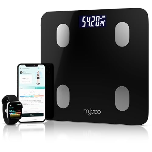MyBEO - Digitale Bluetooth Köperfettwaage mit App – Körperanalysewaage – bis 180 kg – LCD-Anzeige – 6 mm Glas – Gewicht BMI Körperfett Muskelmasse - Personenwaage Körperwaage - schwarz MyBEO - Digitale Bluetooth Köperfettwaage mit App – Körperanalysewaage – bis 180 kg – LCD-Anzeige – 6 mm Glas – Gewicht BMI Körperfett Muskelmasse - Personenwaage Körperwaage - schwarz von CSL-Computer