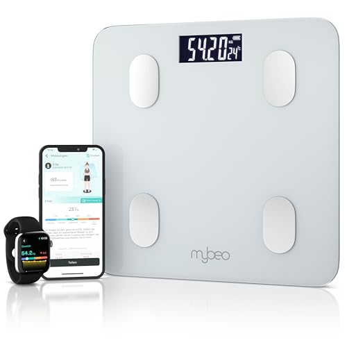 MyBEO - Digitale Bluetooth Köperfettwaage mit App – Körperanalysewaage – bis 180 kg – LCD-Anzeige – 6 mm Glas – Gewicht BMI Körperfett Muskelmasse - Personenwaage Körperwaage - weiß MyBEO - Digitale Bluetooth Köperfettwaage mit App – Körperanalysewaage – bis 180 kg – LCD-Anzeige – 6 mm Glas – Gewicht BMI Körperfett Muskelmasse - Personenwaage Körperwaage - weiß von CSL-Computer