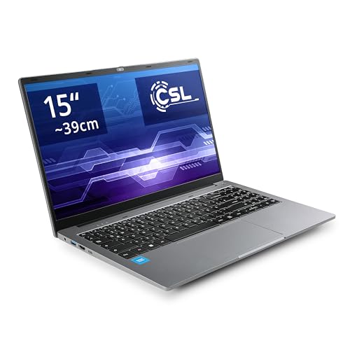 Notebook CSL R'Evolve C15 v4 Windows 11 Home - Ultra-Slim Laptop, 15,6 Zoll Display FHD 1920x1080 IPS, Intel N100 CPU 4x3400 MHz Turbotakt, 500 GB M.2 SSD, 8 GB DDR4-RAM, USB 3.2, BT 5.1, AC WLAN von CSL Computer
