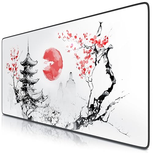 TITANWOLF - XXL Speed Gaming Mauspad 900 x 400mm - XXL Mousepad - Tischunterlage Large Size - verbessert Präzision und Geschwindigkeit - Japan Ink Painting Design von CSL-Computer