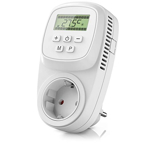 Thermostat digital - Steckerthermostat - Steckdosen Thermostat für Heizgeräte Infrarotheizungen - Frostwächter Backup Batterie - energieeffizient 0,3W - benutzeroptimierte Anleitung von CSL-Computer