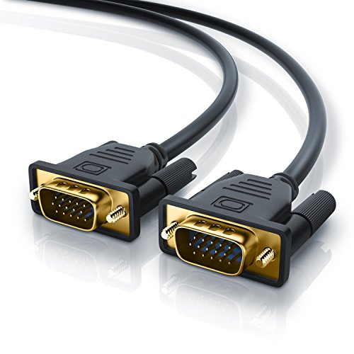 CSL - 2m HQ Full HD VGA Kabel - D-Sub-Stecker - S-VGA zu S-VGA Videokabel - 1080p Full HD - Knickschutz - vergoldete Kontakte - 3-Fach geschirmt - schwarz von CSL-Computer