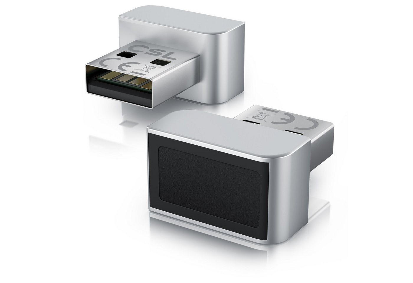 CSL Fingerabdrucksensor Fingerabdruckleser bis zu 10 IDs, biometrische Authentifizierung, (1-St), Windows 11 Hello Anmeldung, Plug & Play, 360° Rundumerkennung, USB-A von CSL