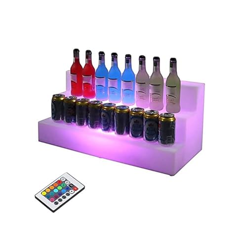 CSMDD 3 Stöckiges Bar Flaschen Display Rack, LED Beleuchtete Spirituosenflaschenpräsentation, 16 Arten von Monochrom, 4 Arten von Blitzwechseln für Zuhause/Kommerzielle Bar/Cocktail von CSMDD