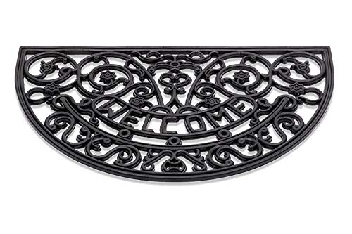 CSN Außenmatte Rosette 75 x 45 cm | Türmatte Gummimatte Halbrund | Outdoor Dekorative Fußabtreter | Schmutzfangmatte aus Gummi vor der Tür von CSN