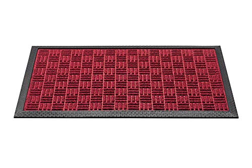 CSN Fussmatte Rot 45 x 75 cm Lota Outdoor | Haustürmatte für Innen und Aussen | Wasserabsorbierende rutschfeste Matte | Schmutzfangmatte Eingangsmatte von CSN