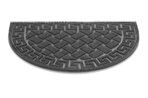 CSN Fußmatte Gummi 60 x 40 leicht und dünn Fussmatte Türvorleger für Innen & Außen Schwarz Fußabtreter (60 x 40 cm, Halbkreis) von CSN