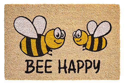 CSN Fußmatte Kokosmatte Kokos Fussmatte Innen 40 x 60 cm (Bee Happy Biene) von CSN
