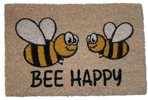 CSN Fußmatte Kokosmatte Kokos Fussmatte Innen 40 x 60 cm (Bee Happy Biene) von CSN