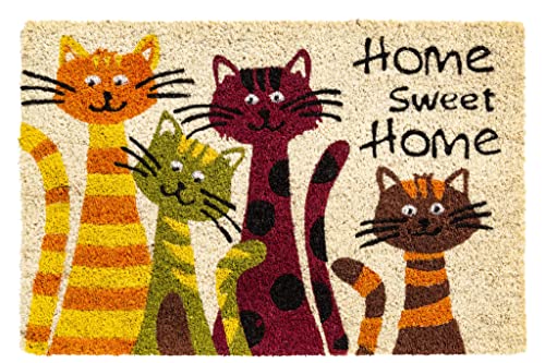 CSN Fußmatte Kokosmatte Kokos Fussmatte Innen 40 x 60 cm (Home Sweet Home Katze) von CSN