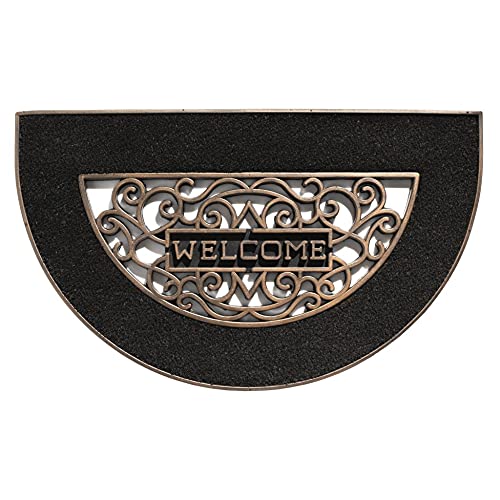 Gummi Kokos Fußmatte Welcome | Schmutzfangmatte Fußabtreter für Innen und Aussenbereich | 75 x 45 cm Halbrund Schwarz von CSN