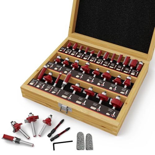 CSOOM 30-teiliges professionelles Fräser-Set für Holzarbeiten, mit Hartmetall-Trimmern, Holzbearbeitungswerkzeug, 8 mm Schaft, inklusive Holzkiste zur Aufbewahrung. CSOOM 30-teiliges professionelles Fräser-Set für Holzarbeiten, mit Hartmetall-Trimmern, Holzbearbeitungswerkzeug, 8 mm Schaft, inklusive Holzkiste zur Aufbewahrung. von CSOOM