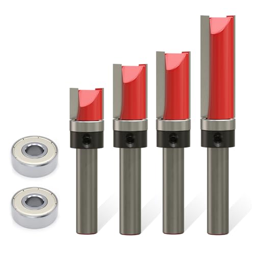 CSOOM 4 Stück Bündigkerbfräser Bit Set, 8 mm Schaft mit auswechselbaren Kugellagern, Oberfräser Schlitzfräser Schneidwerkzeug für Holz CSOOM 4 Stück Bündigkerbfräser Bit Set, 8 mm Schaft mit auswechselbaren Kugellagern, Oberfräser Schlitzfräser Schneidwerkzeug für Holz von CSOOM