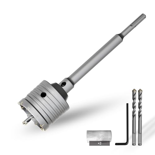 CSOOM 68 mm Beton-lochsäge mit 220 mm SDS-Plus verlängerung, Lochsägen-Set für Beton, Hohl-Bohrkrone Set, 4 Schneiden Zentrierbohrer 8x110mm, Hartmetallspitze, 2xZentrierbohrer CSOOM 68 mm Beton-lochsäge mit 220 mm SDS-Plus verlängerung, Lochsägen-Set für Beton, Hohl-Bohrkrone Set, 4 Schneiden Zentrierbohrer 8x110mm, Hartmetallspitze, 2xZentrierbohrer von CSOOM