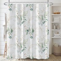120 x 180 cm (Duschvorhang mit Eukalyptusblättern), Duschvorhang mit botanischen grünen Blättern, Anti-Schimmel-Badevorhang, wasserdichter von CSPARKV