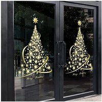 Csparkv - 2er-Pack extra große Weihnachtsbaum-Aufkleber mit statischer Haftung für Glas, Fenster, Tür, Vitrine von CSPARKV