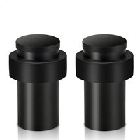 Csparkv - 2er-Pack robuste Türstopper aus Edelstahl für Fußleisten, moderne Türstopper aus schwarzem Gummi mit Schalldämpfer von CSPARKV