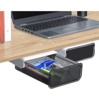 Csparkv - 2er-Set] Aufklebbare Schiebeschublade unter dem Schreibtisch – Mehrzweck-Aufbewahrungsschublade aus Kunststoff mit Klebstoff – von CSPARKV