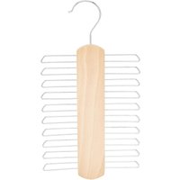 CSPARKV (23 × 4 × 4 cm) 2er-Set Krawatten- und Gürtelbügel aus Holz mit 20 Schlitzen, Naturfarbe von CSPARKV
