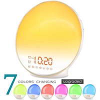 CSPARKV (Gelb) 7 Farben Wecklicht LED-Radiowecker Morgenhelle Nachttischlampe 20 Helligkeitsstufen Morgen- und Abenddämmerungssimulator 2 Wecker 7 von CSPARKV