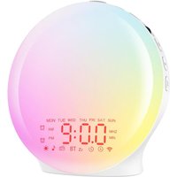 CSPARKV Bluetooth Wecker, Radio Wake-up Light Nachttischlampe 18 Helligkeitsstufen Dämmerungssimulator 2 Wecker 22 Naturgeräusche Schlummerfunktion von CSPARKV