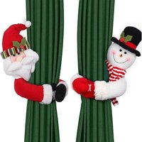 CSPARKV Weihnachts-Vorhang-Raffhalter, 2er-Set, Weihnachtsmann-Schneemann-Vorhang-Raffhalter, Vorhangschnalle, Fensterdekoration, Weinflaschen-Dekor, von CSPARKV