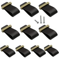 10 Stück Ledergriffe für schwarze Möbel, Schrankgriffe, Leder, Schubladen-Türknöpfe, Kommode, Kleiderschrank, Knaufgriffe mit Schrauben, Ledergriff von CSPARKV