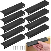10 Stück schwarzer Küchengriff, unsichtbarer Mittelabstand, Möbelgriff, Aluminium-Türknauf, schwarzer Möbelgriff für Büros, Schubladen, Schränke (128 von CSPARKV
