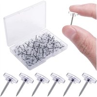 Csparkv - 100 Stück transparente Pinnnadeln, 16 mm flache Pinnnadeln, Wandpinnnadeln, Korktafelnadeln und Pinnnadeln mit Aufbewahrungsbox für von CSPARKV